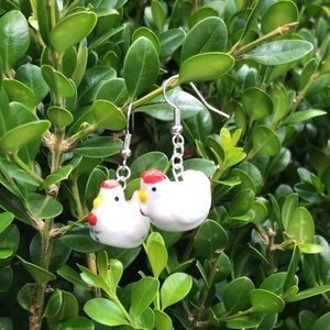 Ceramic Chicken Earrings 🐔